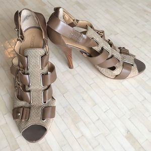 CIRCA Joan & David Strappy Stilettos in Taupe GUC